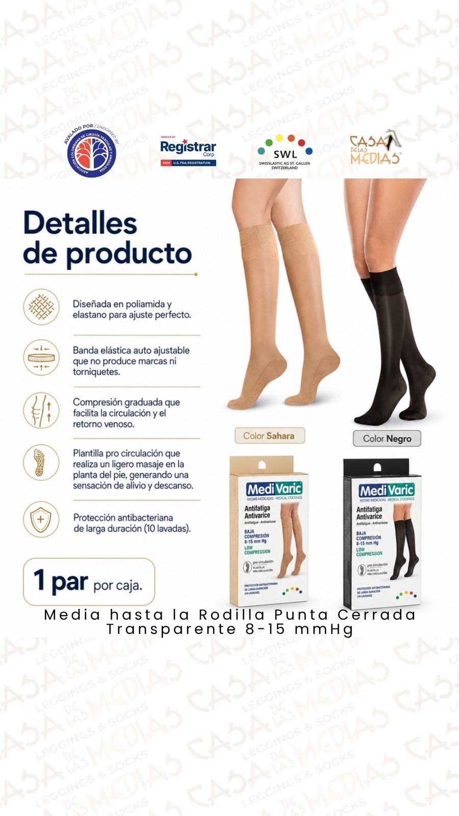 Media de compresión hasta la rodilla 8-15 mmHg MediVaric - detalles del producto - Casa de las Medias Cuenca